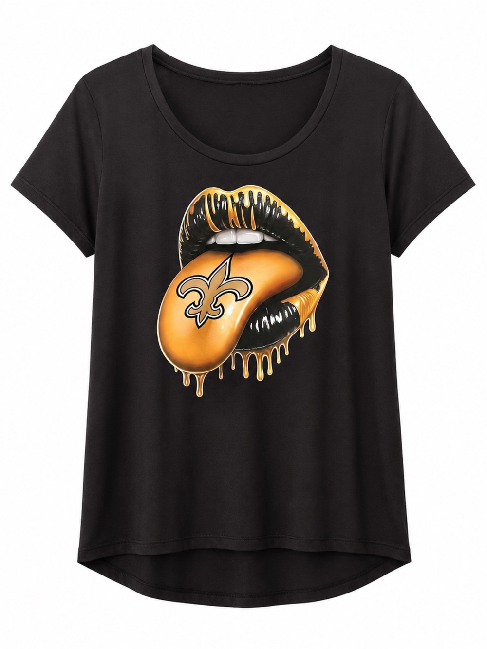 NEW ORLEANS SAINTS Graphic Tee with Gold Lip & Fleur-de-Lis Tongue